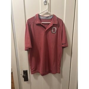 Nike Ohio State Buckeyes Shirt Mens Large Red Snap Polo On Field Golf Casual L